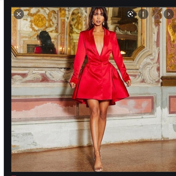 House of CB, 'Simoneta' Red satin tailored jacket dress, Size XS - Picture 1 of 11